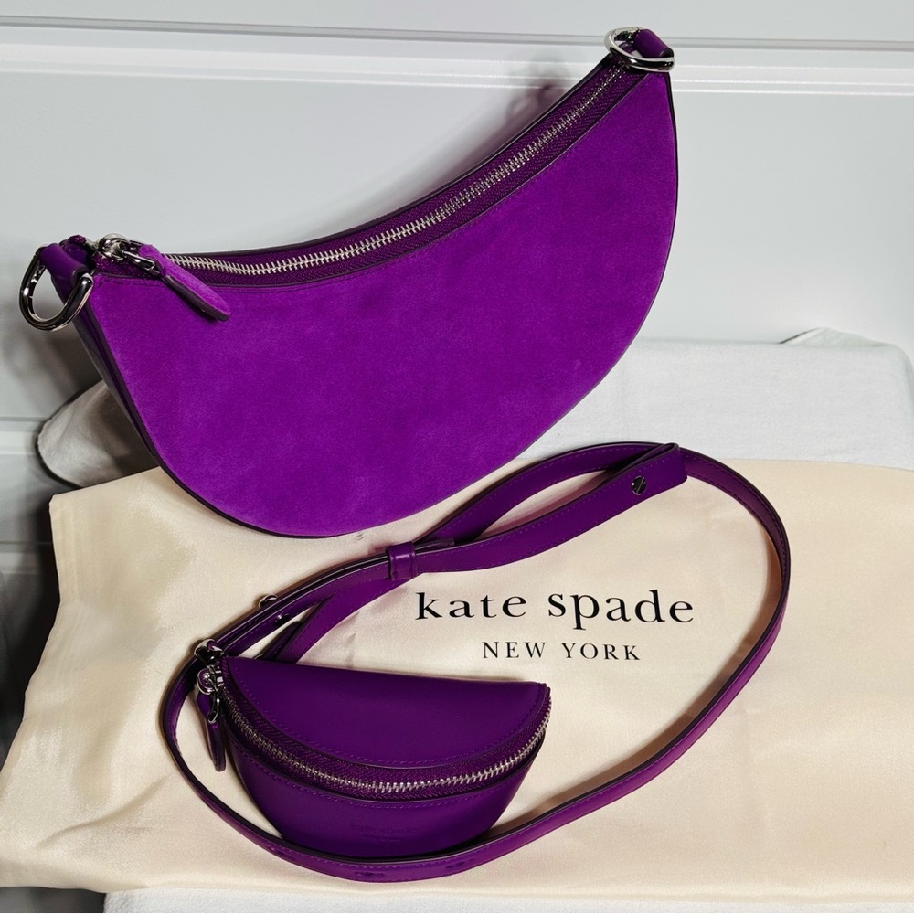 Kate Spade Duo Suede Vibrant Purple Crossbody Bag w/ Dust Bag